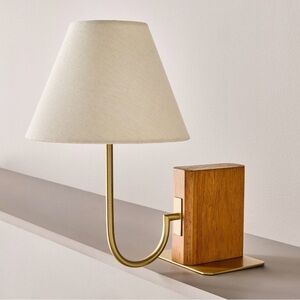 Pair (2) Viral Wood Mid Tone Bookshelf Lamps — Hearth & Hand with Magnolia